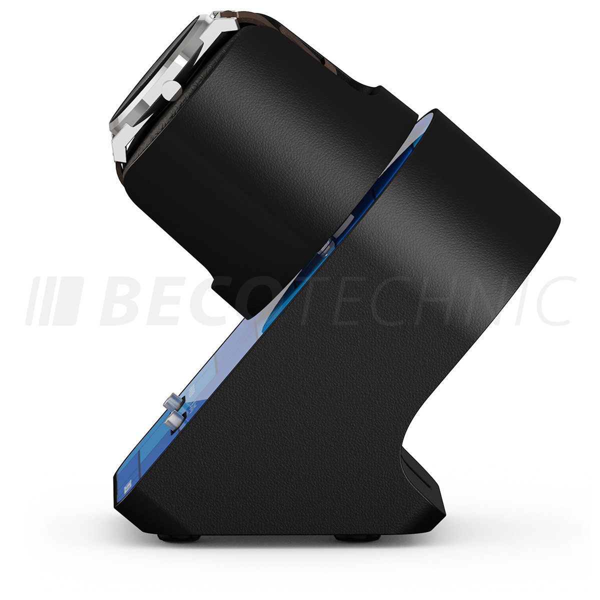 Boxy BLDC Nightstand, Uhrenbeweger für 1 Uhr, Graphic Blue, mit USB Ladekabel