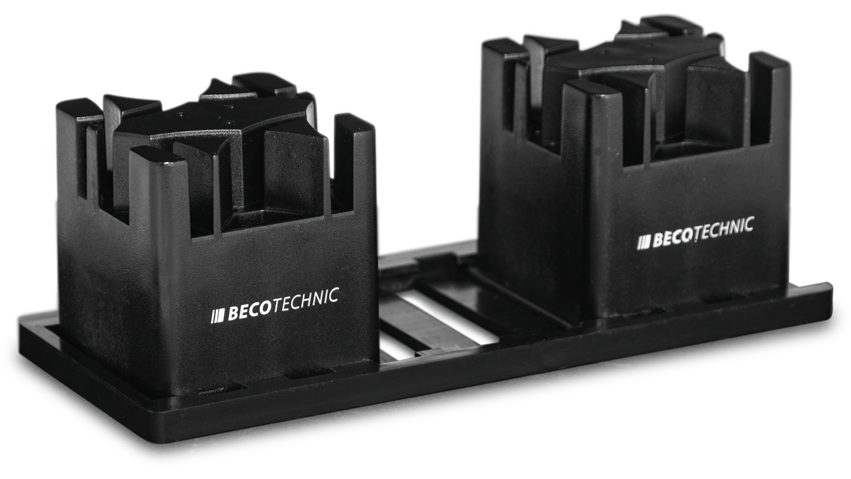 Beco Technic Rollenbandkürzer DUO, 2 Bandaufnahmen aus Kunststoff mit Rasterschiene