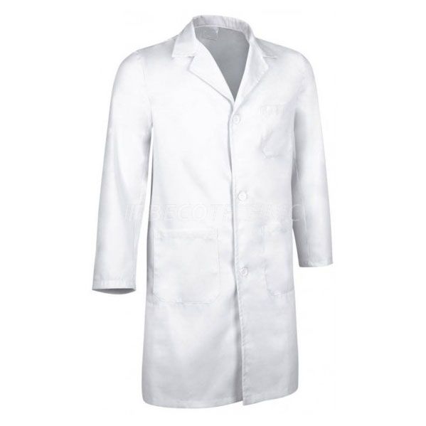 Arbeitskittel, weiß, 3 Taschen, mit mit Druckknopf verschließbar, Baumwolle/Polyester Größe: N°0 (36-38)