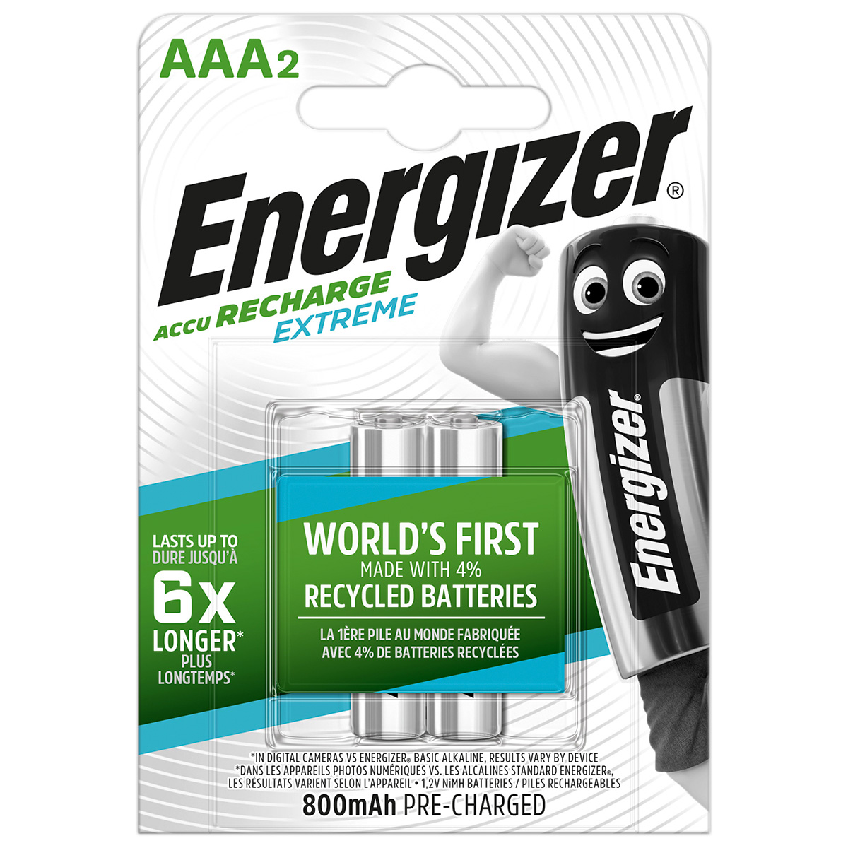 Energizer 2er Blister Micro Akku Recharge Extreme 1,2 Volt 800 mAh AAA/LR03