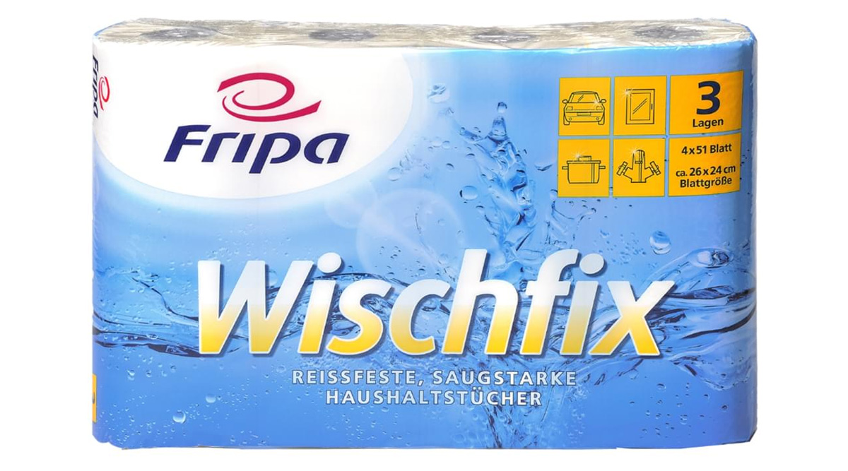 Fripa Küchenrolle Wischfix, 3-lagig, 4 x 51 Blatt
